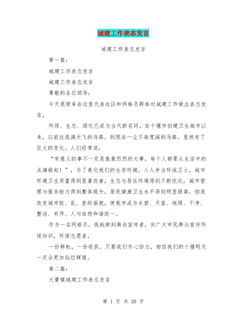 城建工作表态发言(完整版)
