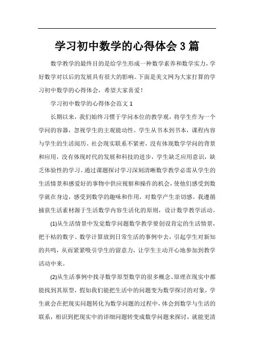 学习初中数学的心得体会3篇