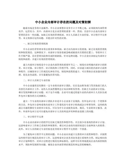 中小企业内部审计存在的问题及对策初探