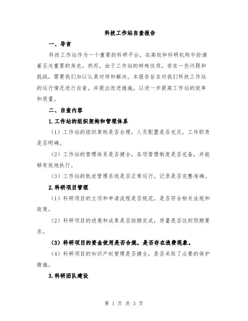 科技工作站自查报告