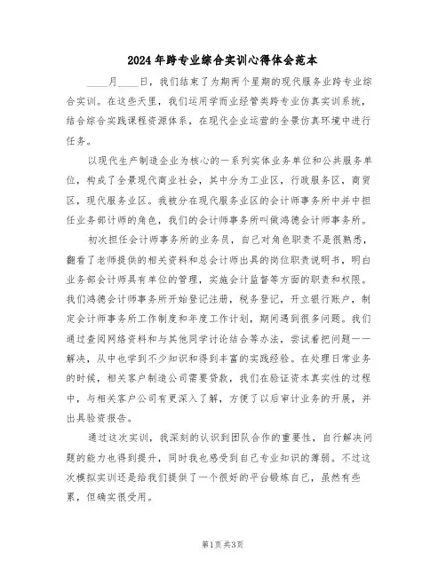 2024年跨专业综合实训心得体会范本(2篇)