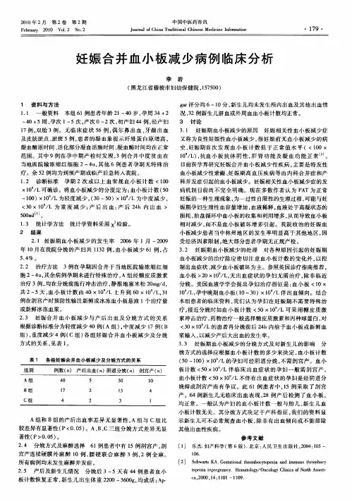 妊娠合并血小板减少病例临床分析
