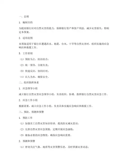 银行自然灾害应急预案模板