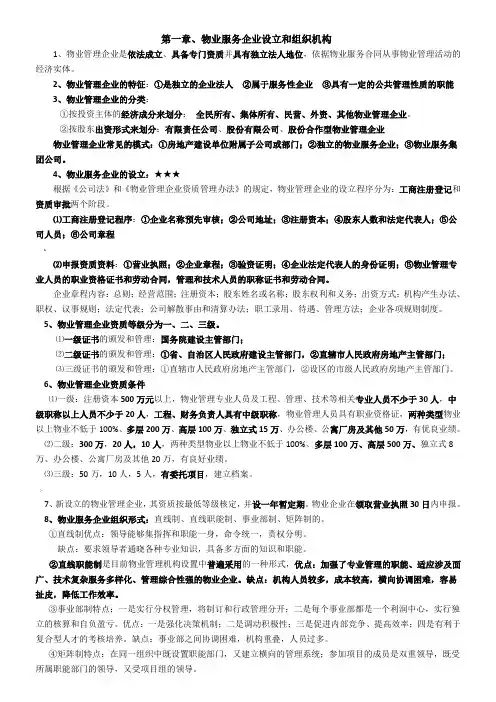 物业管理实务考试要点