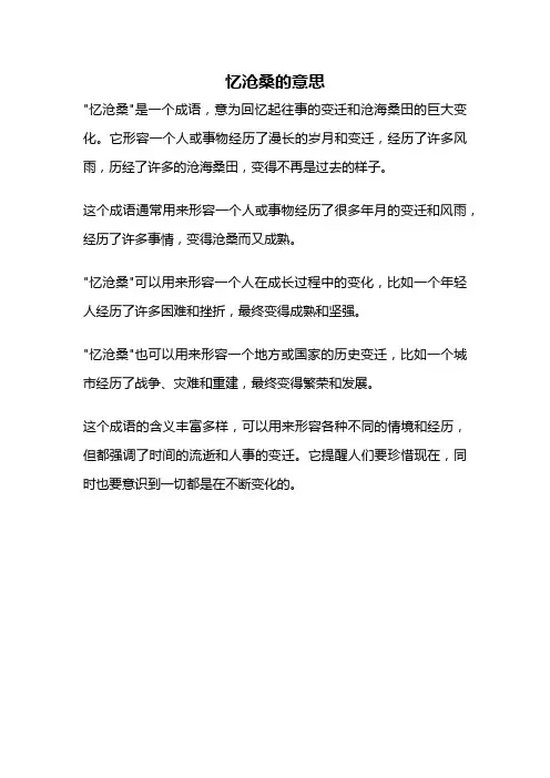 忆沧桑的意思