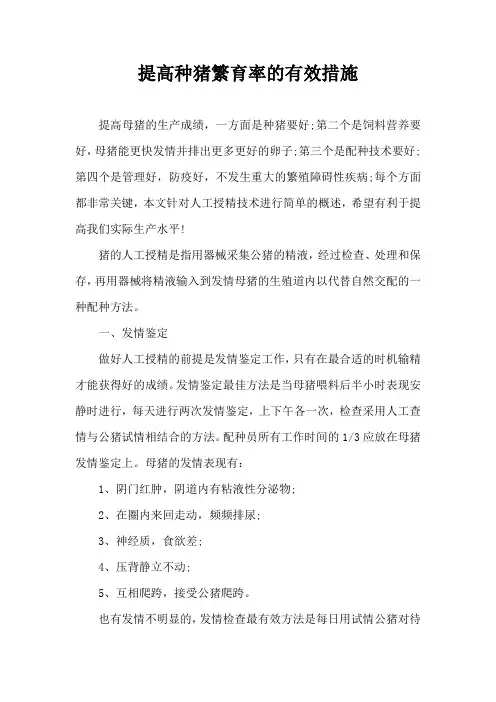 提高种猪繁育率有效措施