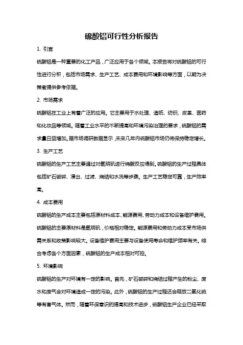 硫酸铝可行性分析报告