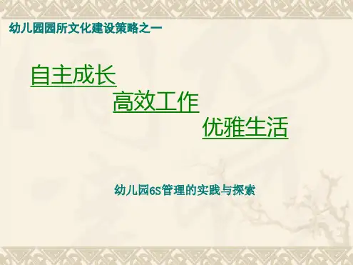 幼儿园组织管理之6S精细化管理交流课件