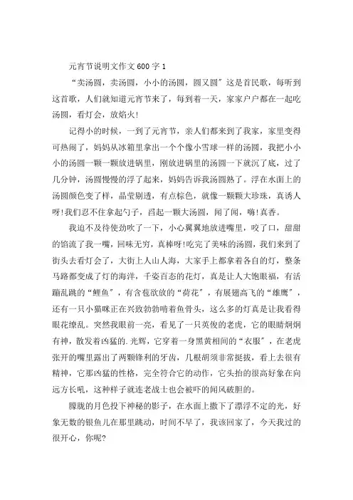 元宵节说明文作文600字