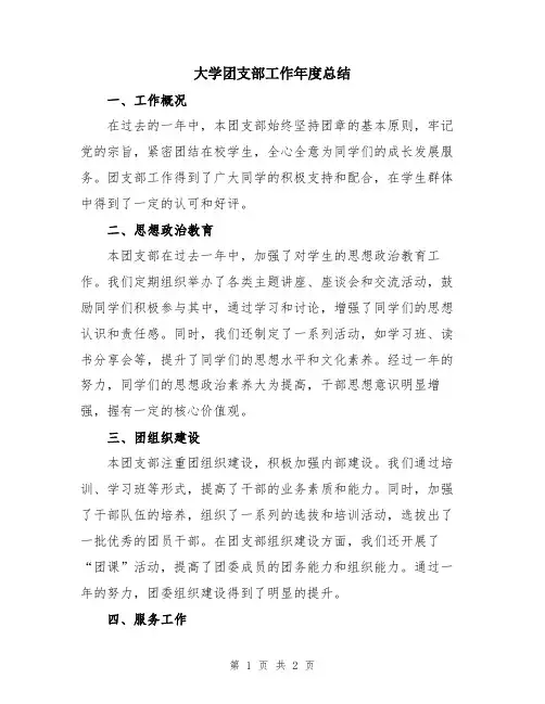 大学团支部工作年度总结