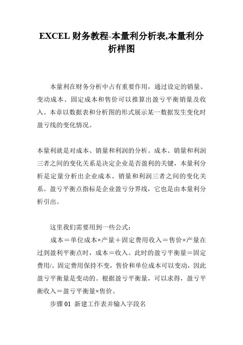 EXCEL财务教程-本量利分析表,本量利分析样图