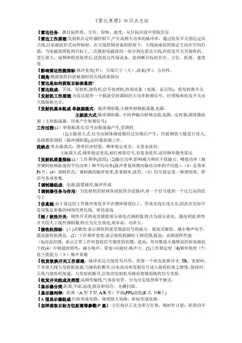 《雷达原理》知识点总结