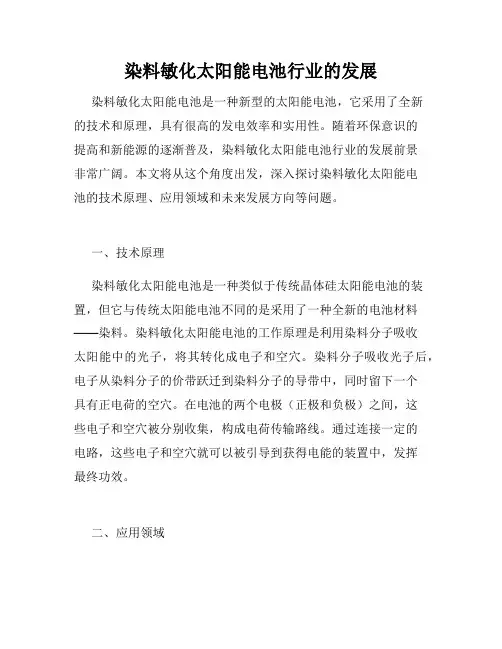 染料敏化太阳能电池行业的发展