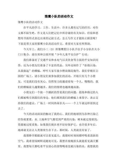 雏鹰小队的活动作文