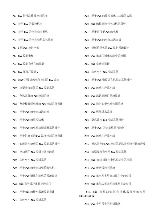 基于plc的185个毕业论文题目