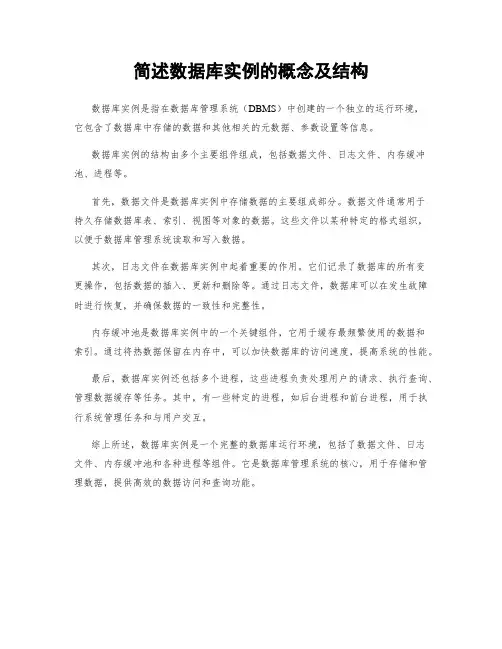简述数据库实例的概念及结构