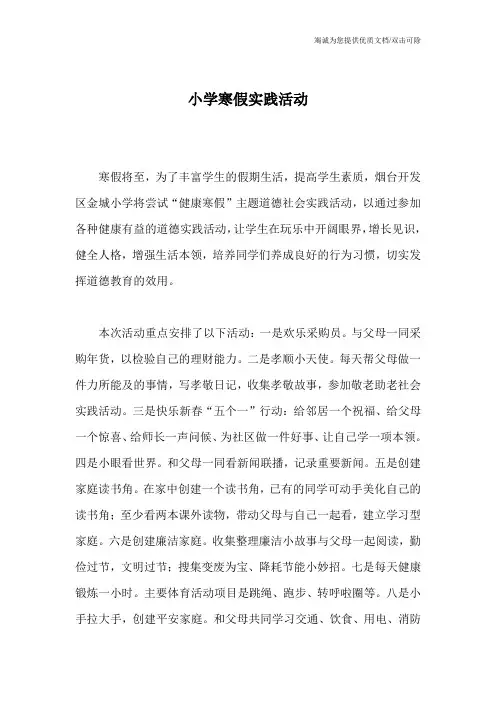小学寒假实践活动