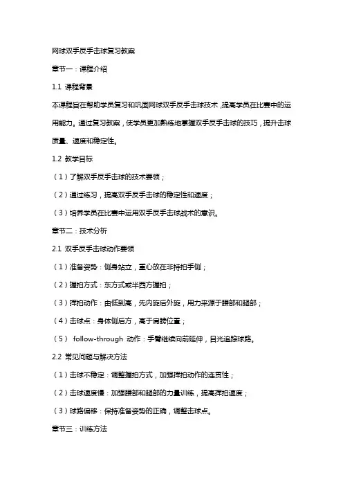 网球双手反手击球复习教案