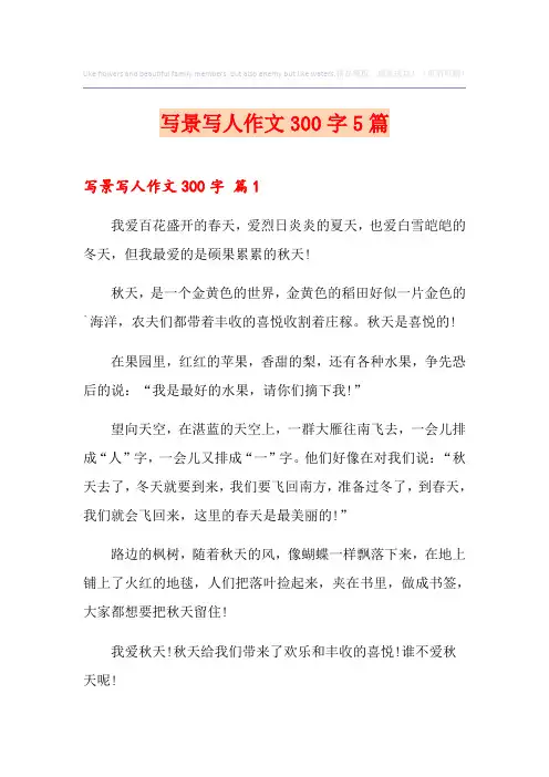 写景写人作文300字5篇