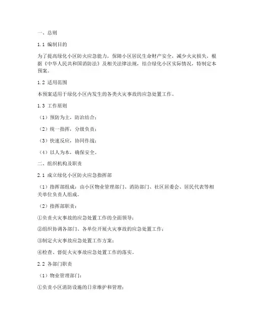 绿化小区防火应急预案