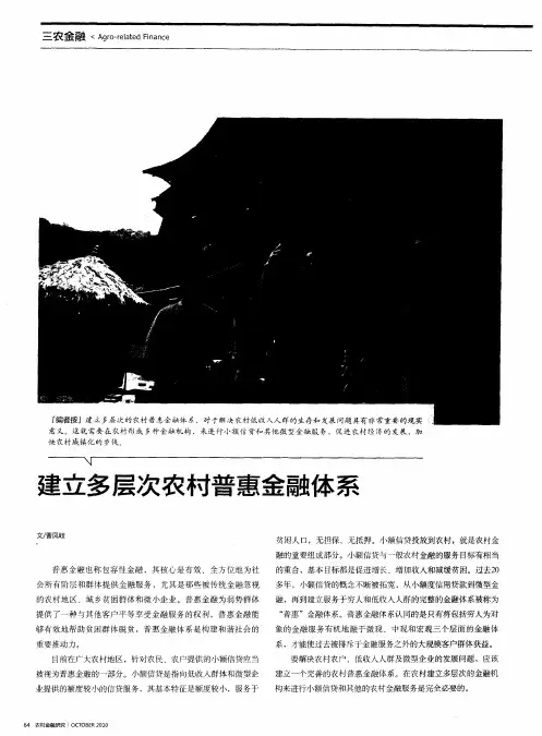 建立多层次农村普惠金融体系