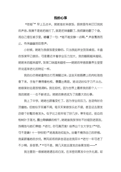 初二作文：我的心事作文800字