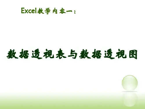 数据透视表与数据透视图PPT课件