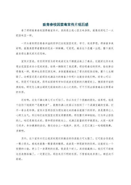致青春校园禁毒宣传片观后感