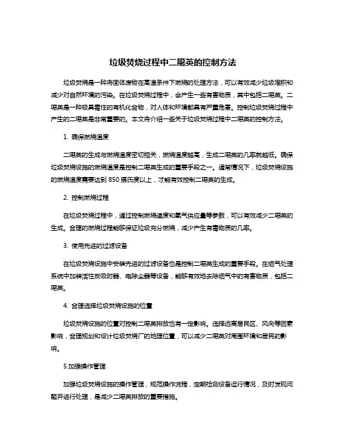 垃圾焚烧过程中二恶英的控制方法