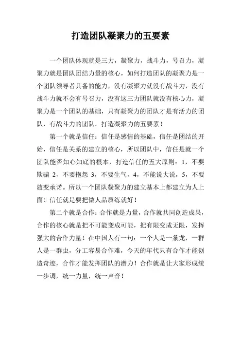 打造团队凝聚力的五要素
