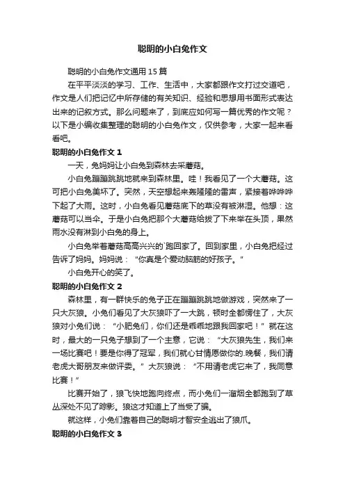 聪明的小白兔作文通用15篇