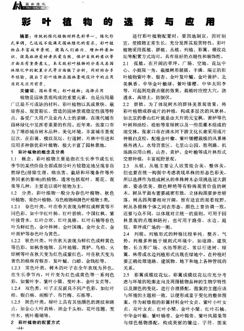 彩叶植物的选择与应用