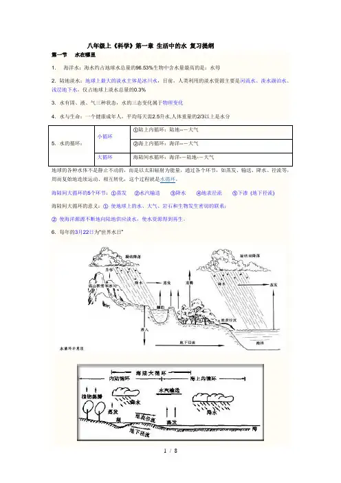浙教版八年级科学上第一章知识点