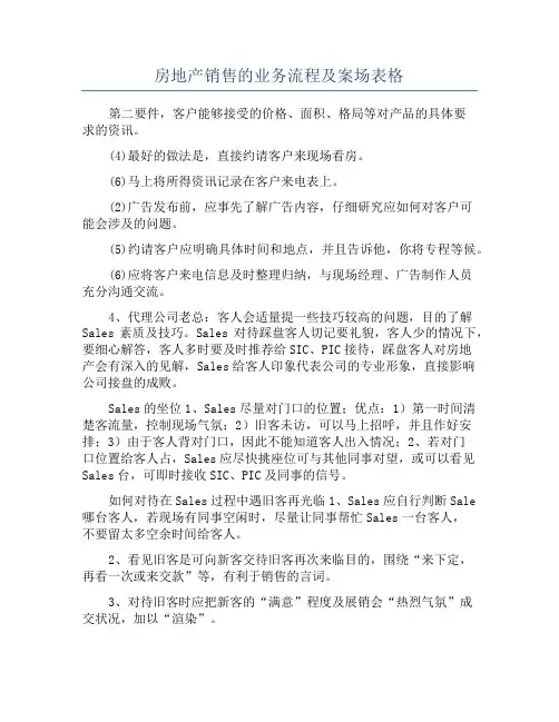 房地产销售的业务流程及案场表格