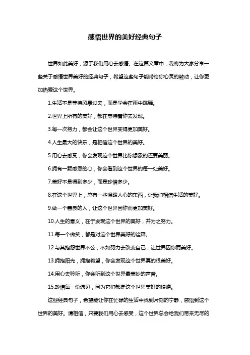 感悟世界的美好经典句子