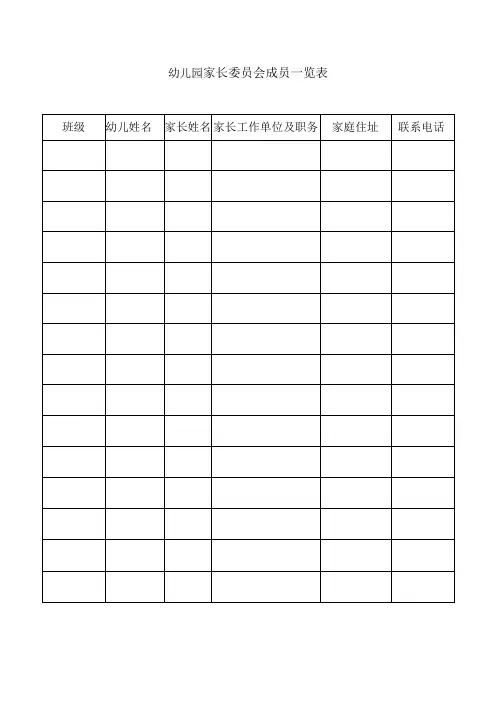 幼儿园家长委员会成员一览表