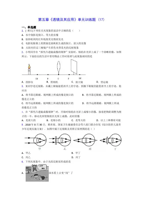 初中物理第五章《透镜及其应用》单元训练题 (17)(含答案解析)