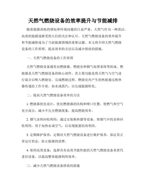 天然气燃烧设备的效率提升与节能减排