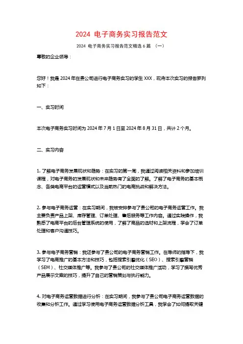 2024电子商务实习报告范文6篇