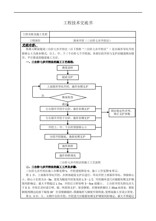 三台阶七步法开挖