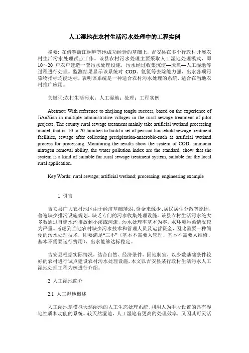 人工湿地在农村生活污水处理中的工程实例