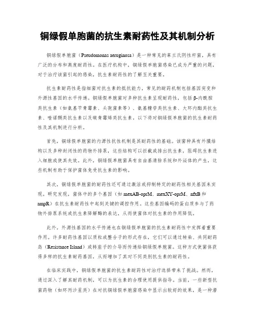 铜绿假单胞菌的抗生素耐药性及其机制分析