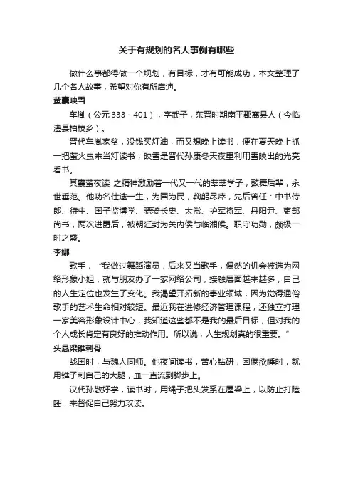 关于有规划的名人事例有哪些