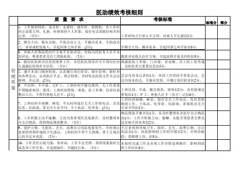 中层领导绩效考核评分标准