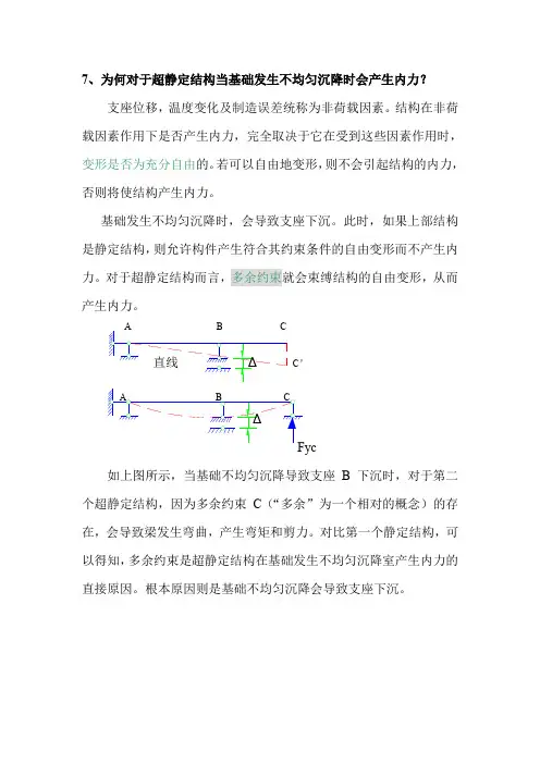 7、为何对于超静定结构当基础发生不均匀沉降时会产生内力.