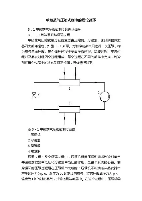 单级蒸气压缩式制冷的理论循环