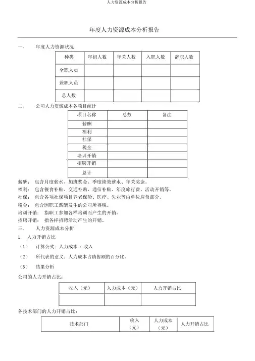 人力资源成本分析报告
