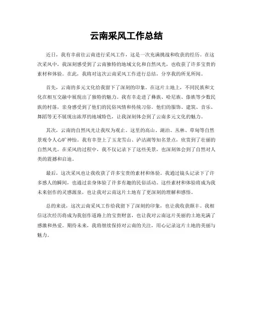 云南采风工作总结