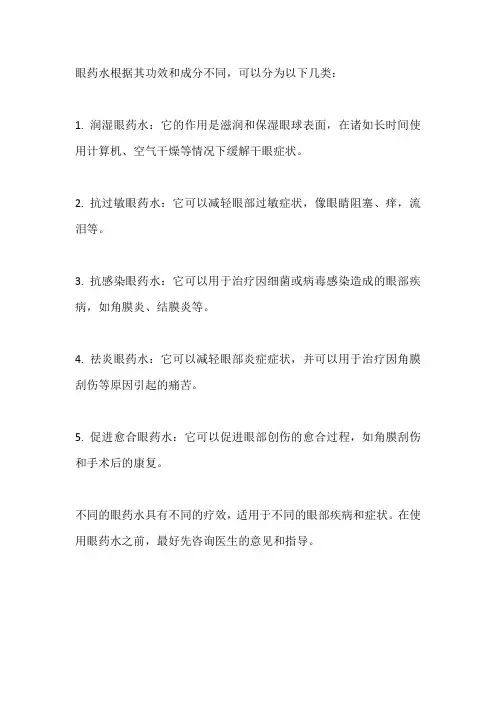 眼药水分类和作用