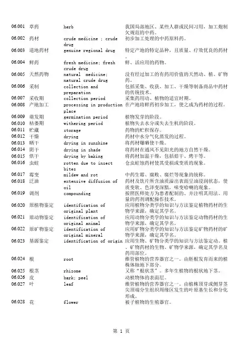 中医药名词英文翻译